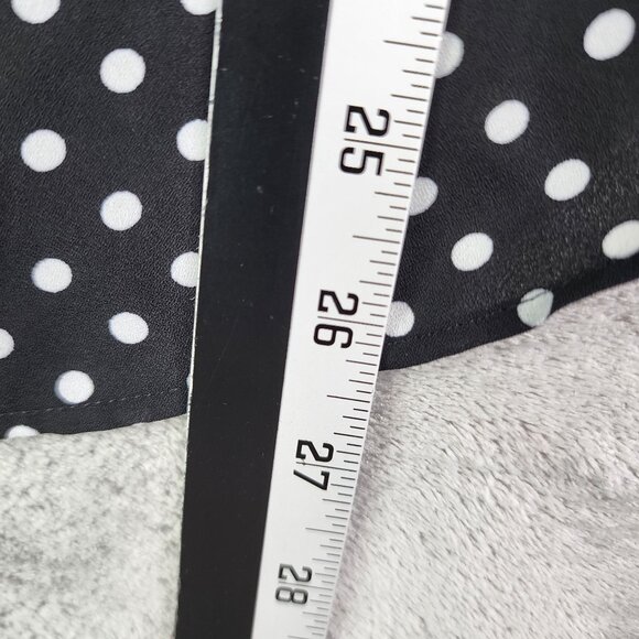 Womens Fortune + Ivy Polka Dot Button-Up Blouse Black & White Roll Tab Sleeves S - Picture 10 of 11